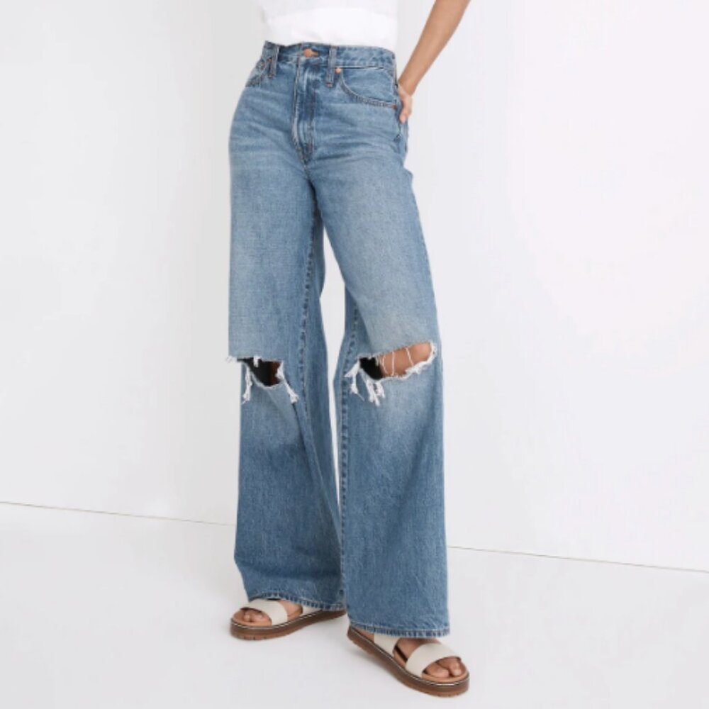 Madewell Superwide-Leg Jeans with Knee Rip